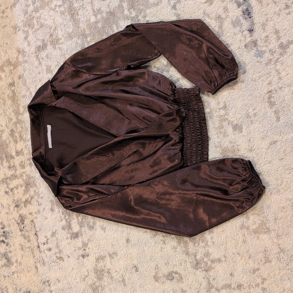 Brown satin top